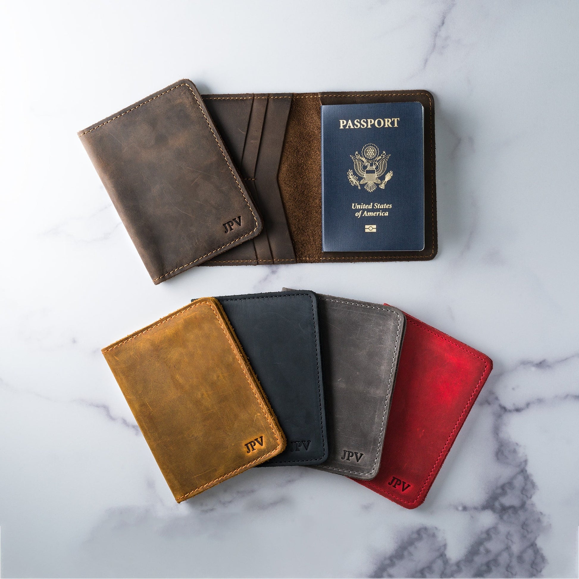 PERSONALIZED Leather Passport Cover Gift for Men/Men's Brown Red and Black Full Grain Horse Leather Passport Holder/Gift for Dad/PIKE