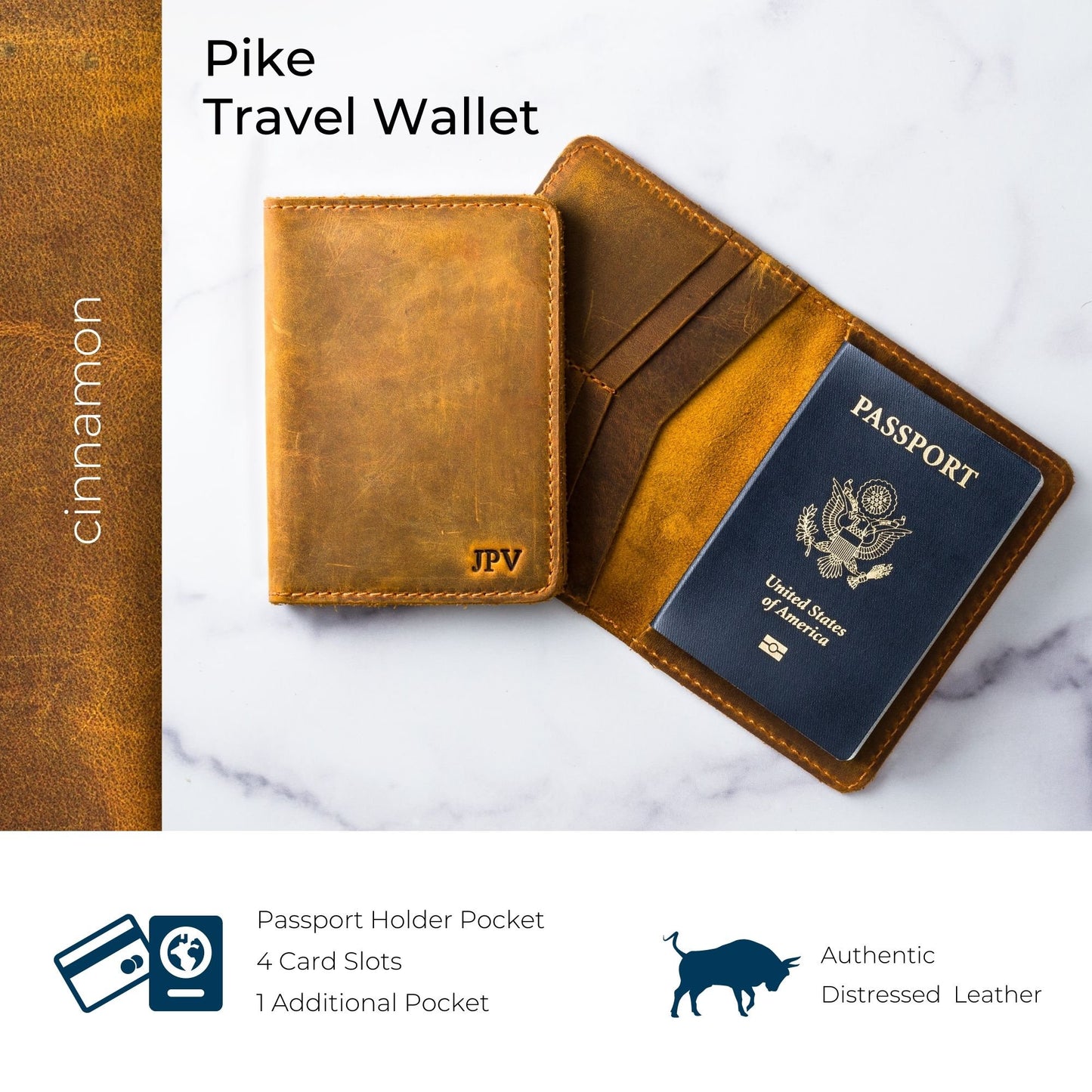 PERSONALIZED Leather Passport Cover Gift for Men/Men's Brown Red and Black Full Grain Horse Leather Passport Holder/Gift for Dad/PIKE