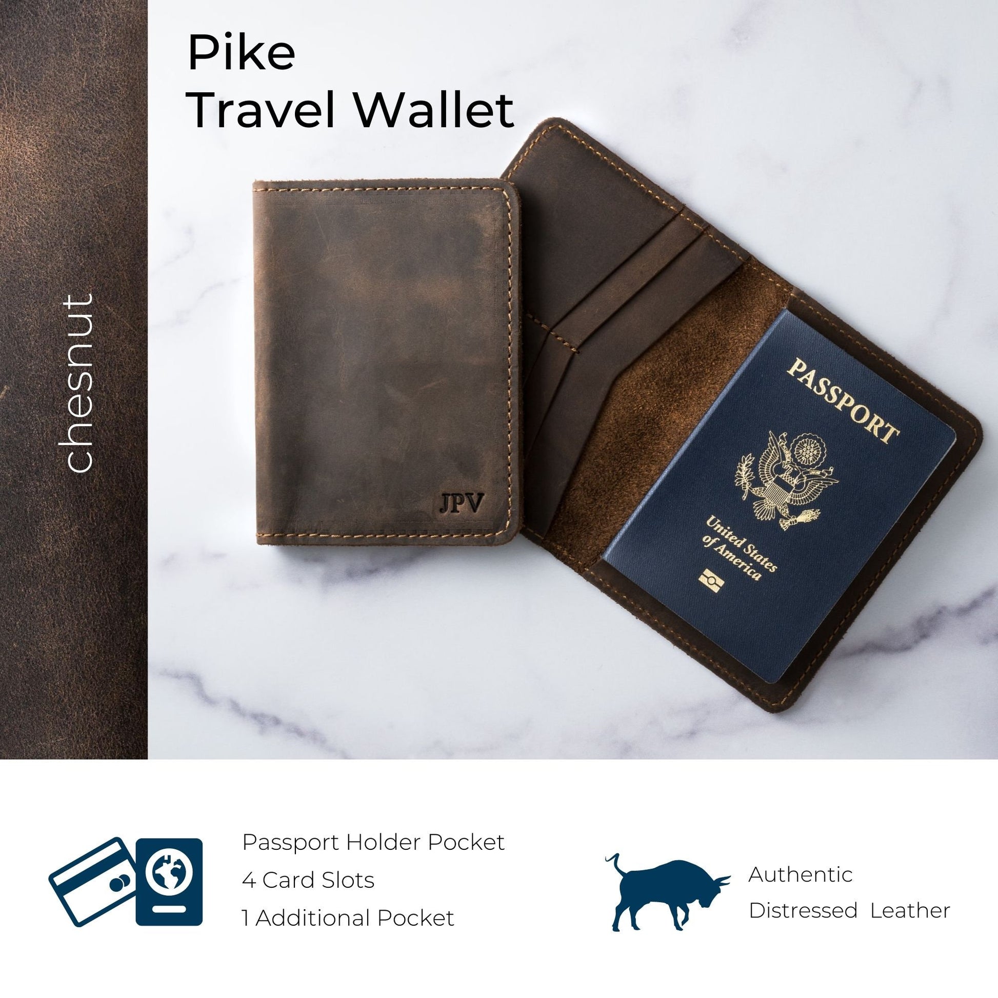 PERSONALIZED Leather Passport Cover Gift for Men/Men's Brown Red and Black Full Grain Horse Leather Passport Holder/Gift for Dad/PIKE
