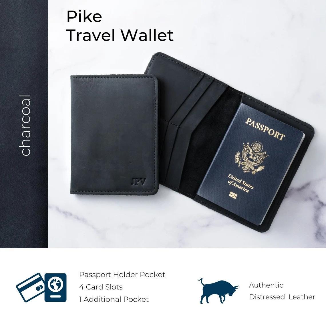 PERSONALIZED Leather Passport Cover Gift for Men/Men's Brown Red and Black Full Grain Horse Leather Passport Holder/Gift for Dad/PIKE