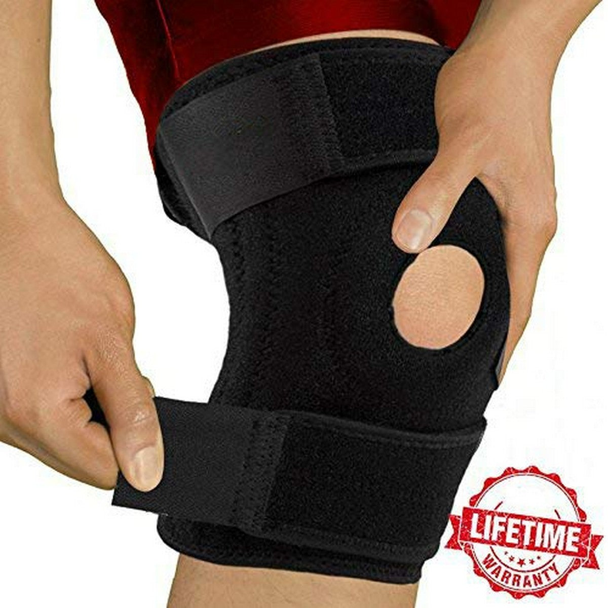 Denovo mart Hot Knee Brace Support Open Patella- Hot Pain Relief Neoprene Fabric - Black