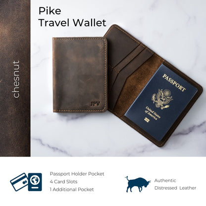 PERSONALIZED Leather Passport Cover Gift for Men/Men's Brown Red and Black Full Grain Horse Leather Passport Holder/Gift for Dad/PIKE